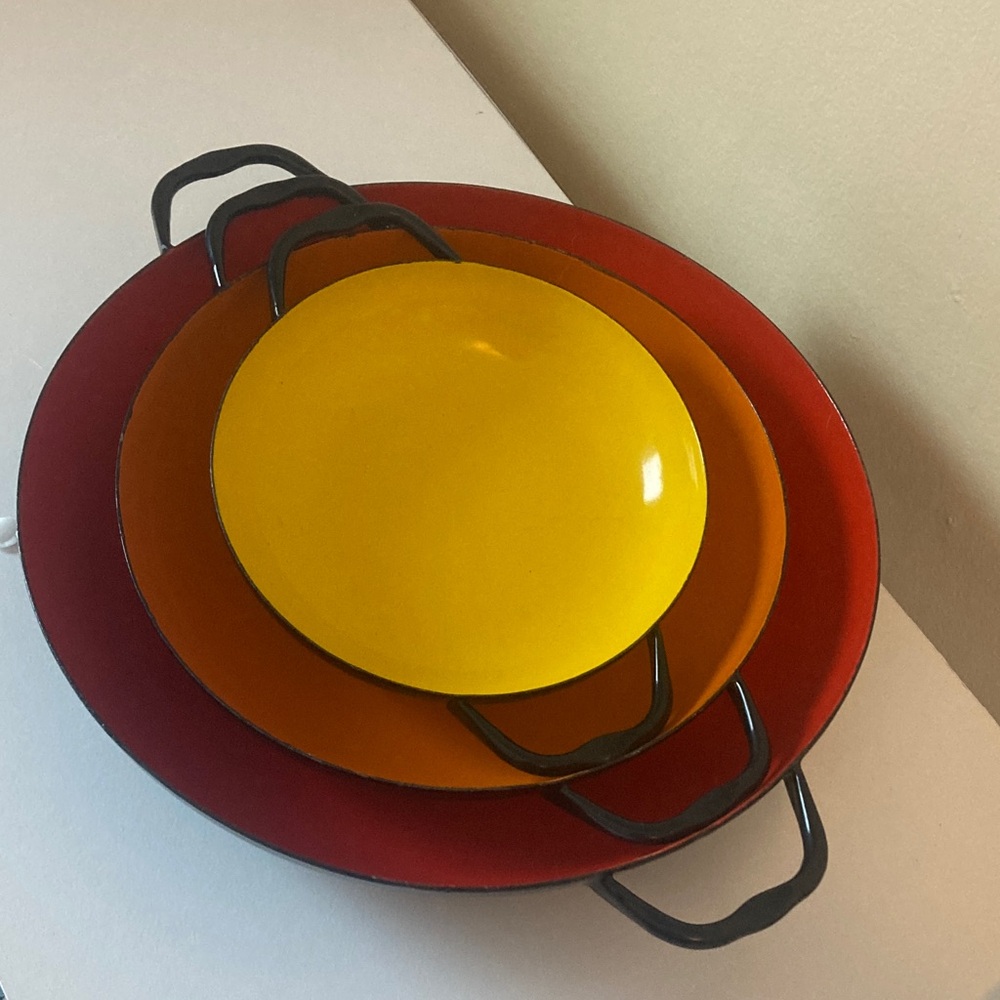 Hura Silesia MCM Vintage Enamel Pan Trio